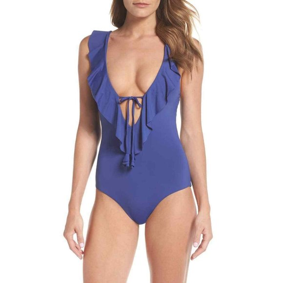 becca ruffle one piece